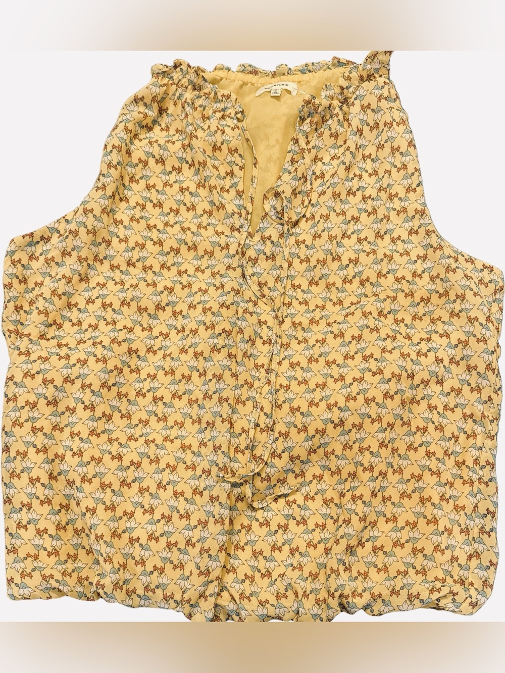 Max Studio Yellow Floral Sleeveless Blouse